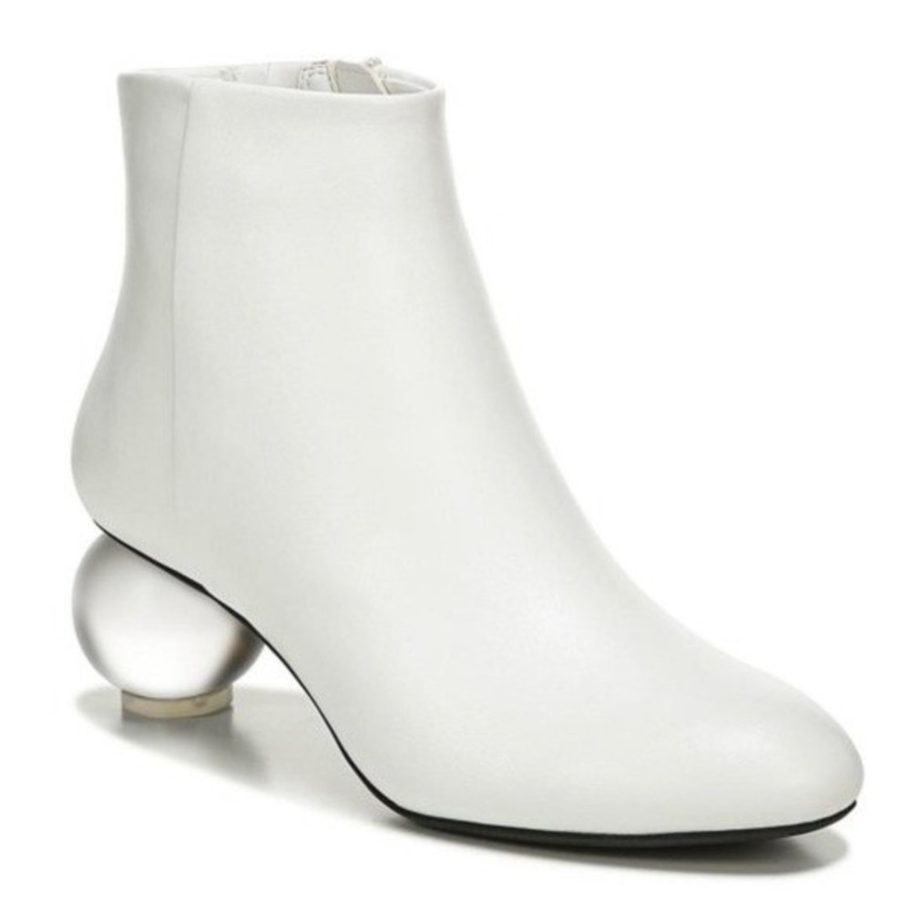 Bar III White Ankle Boots with Silver Heel